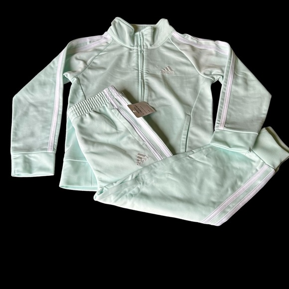 Adidas Girls 2 Piece Track Suit Mint Green Size 4 NWT - Picture 13 of 13